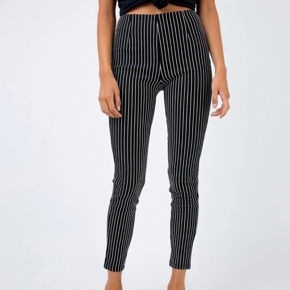 Princess Polly Black and White Striped Skinny Pants